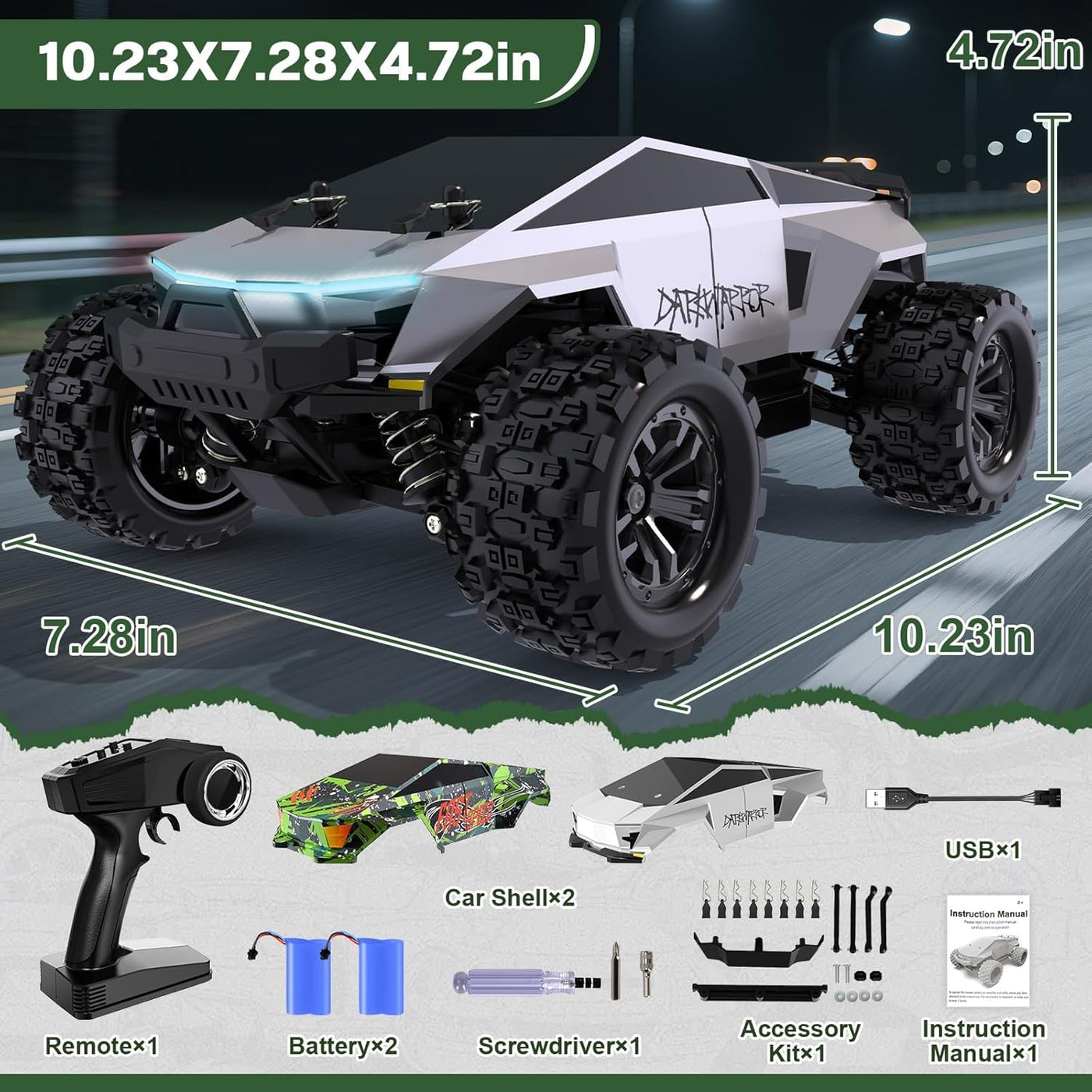 Cheffun Coche RC Rápido para Adultos, Escala 1:18 Camión Monstruo R...