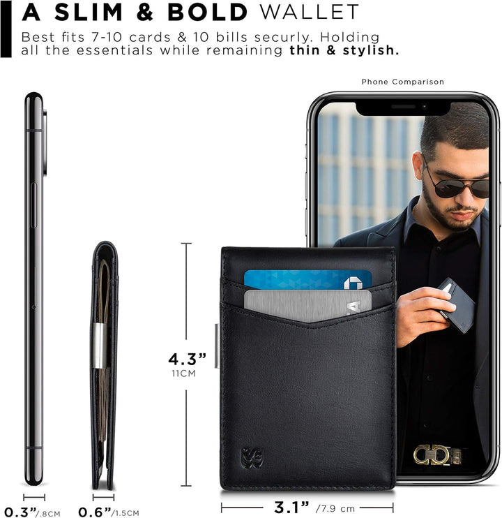 SERMAN BRANDS Money Clip Wallet - Mens Wallets slim Front Pocket RF...