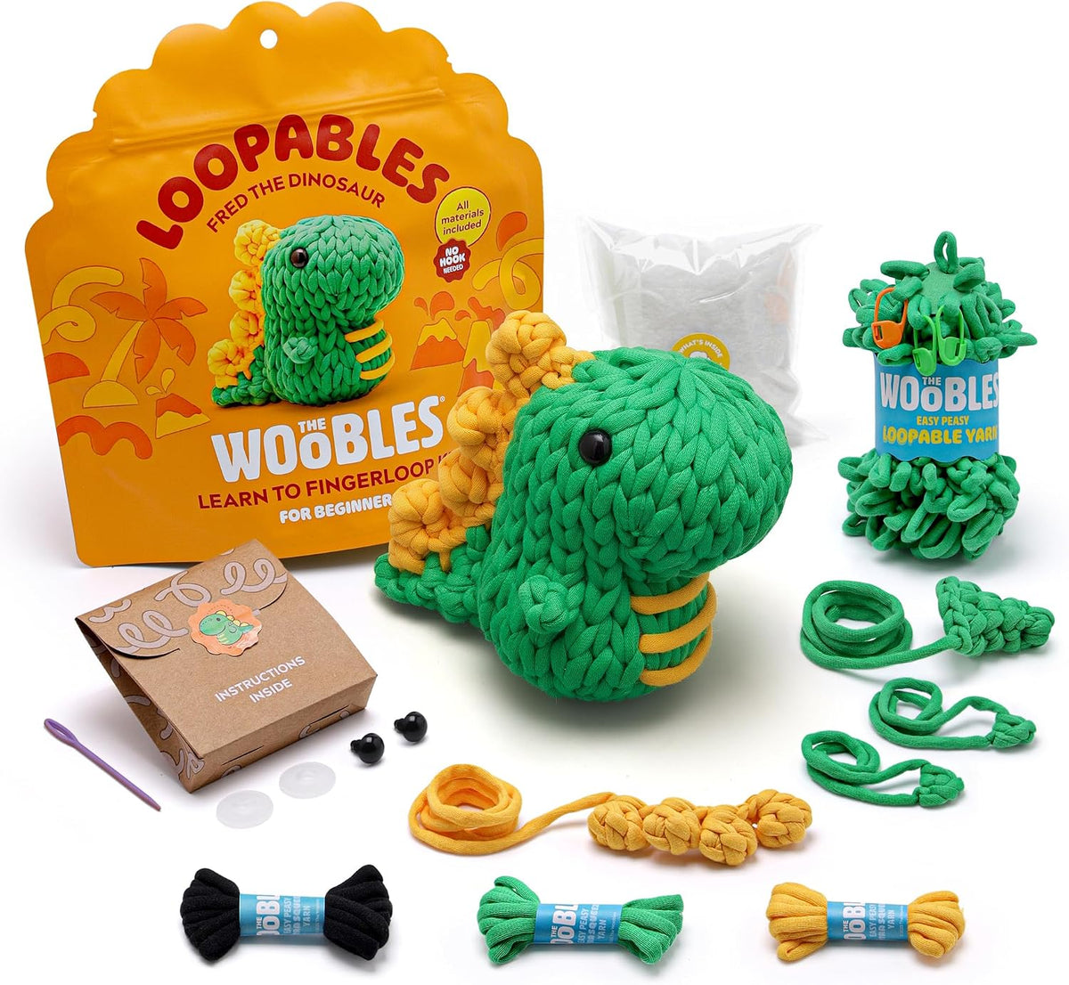 El kit de ganchillo Woobles Loopables para principiantes + (Fred the Dino)