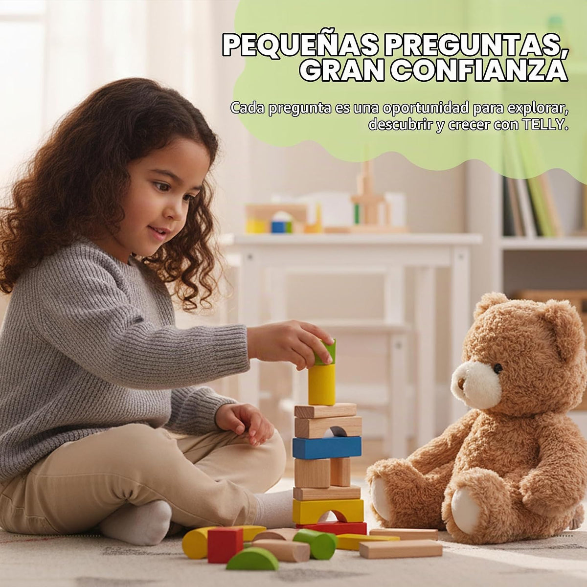 Oso de peluche AI para niños de 3 a 9 años, conversación de IA en tiempo real y respuestas de voz inteligentes, compañero de IA interactivo sin pantalla para la hora de acostarse, historias