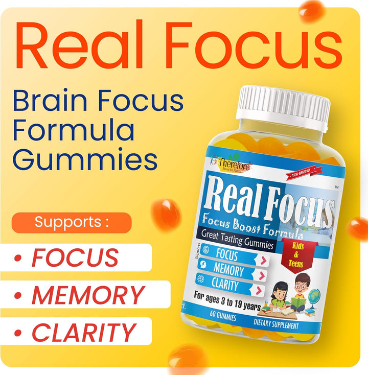 Real Focus Omega 3 para niños, suplemento de enfoque para niños, at...