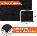 SUPERJARE 0.4'' Thick 24 Pcs 96 Sq Ft Rubber Top Exercise Equipment Mats
