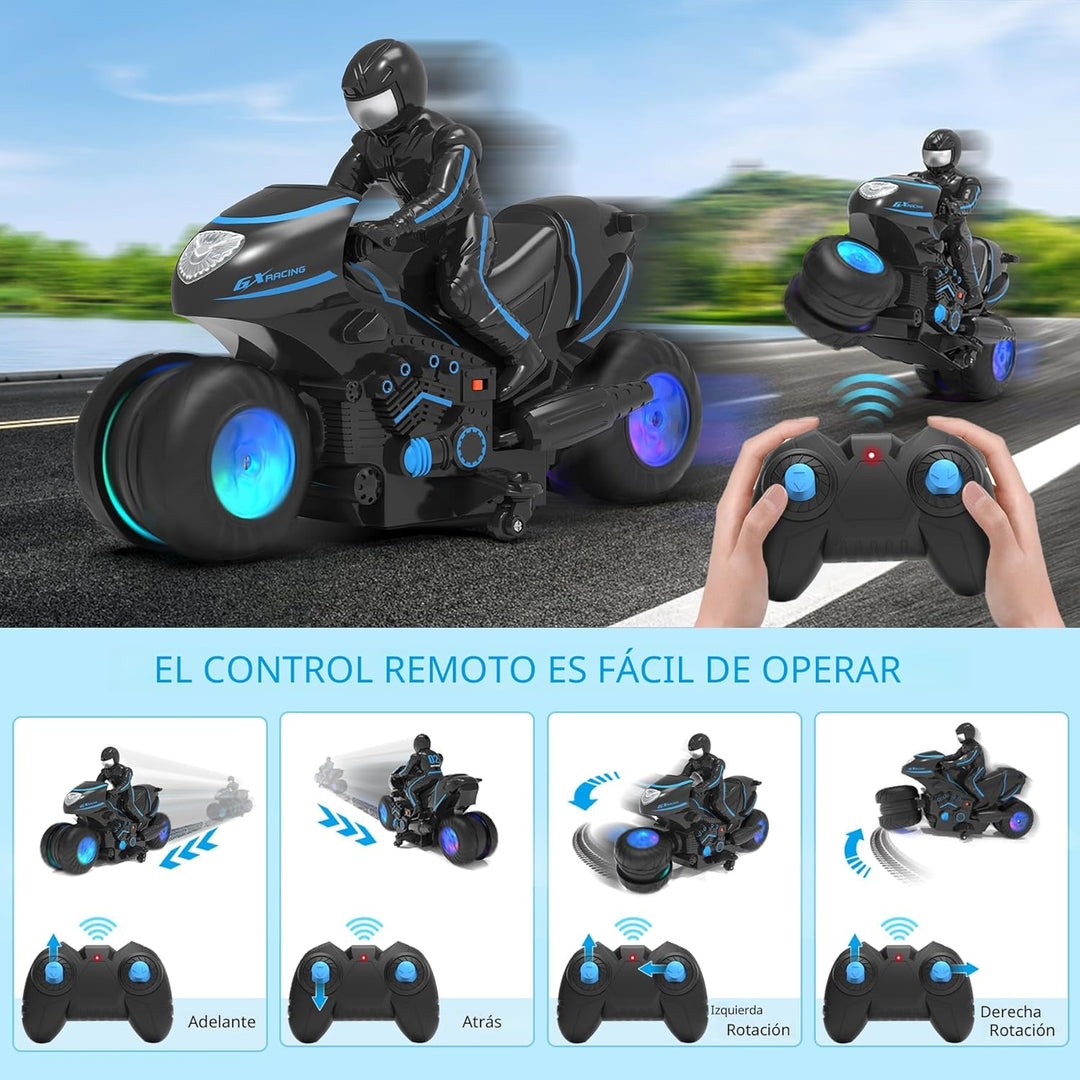 iappadore Motocicleta RC, Motocicleta de Control Remoto con Luces R...