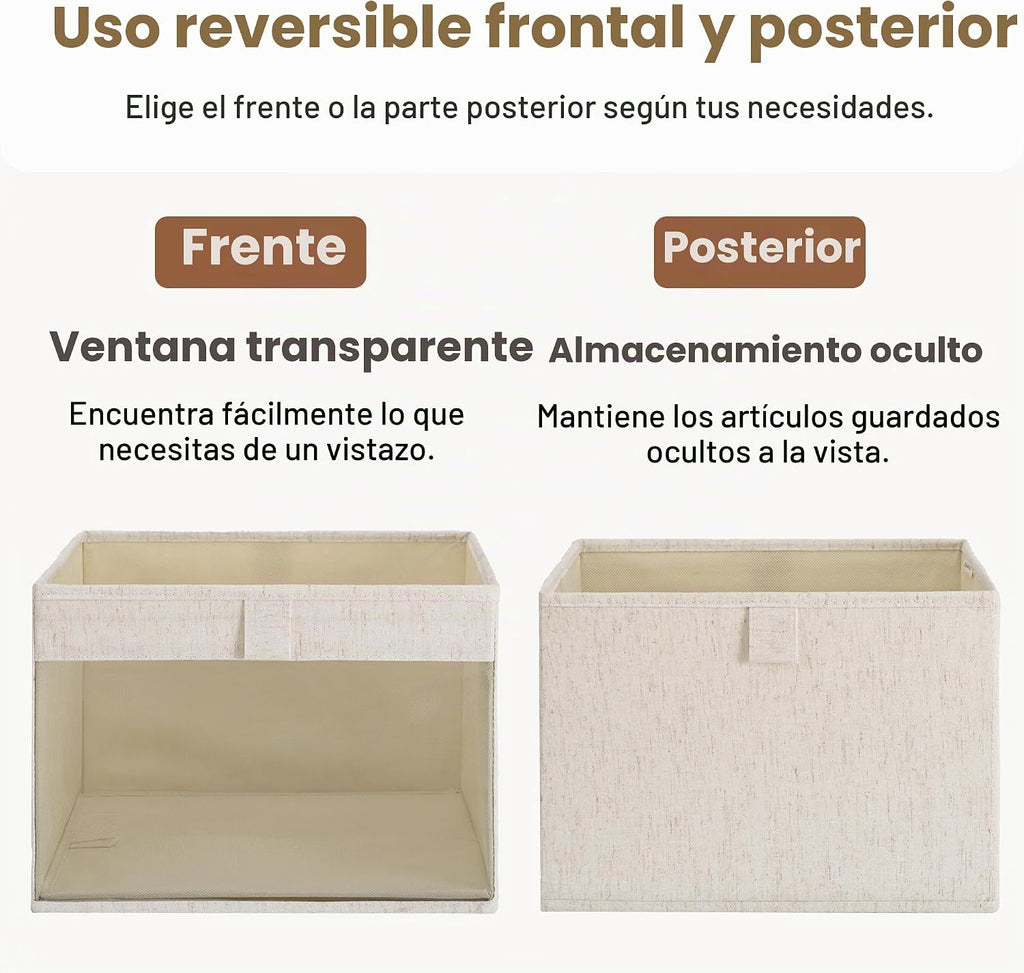StorageWorks Contenedores organizadores de armario de lino con ventana