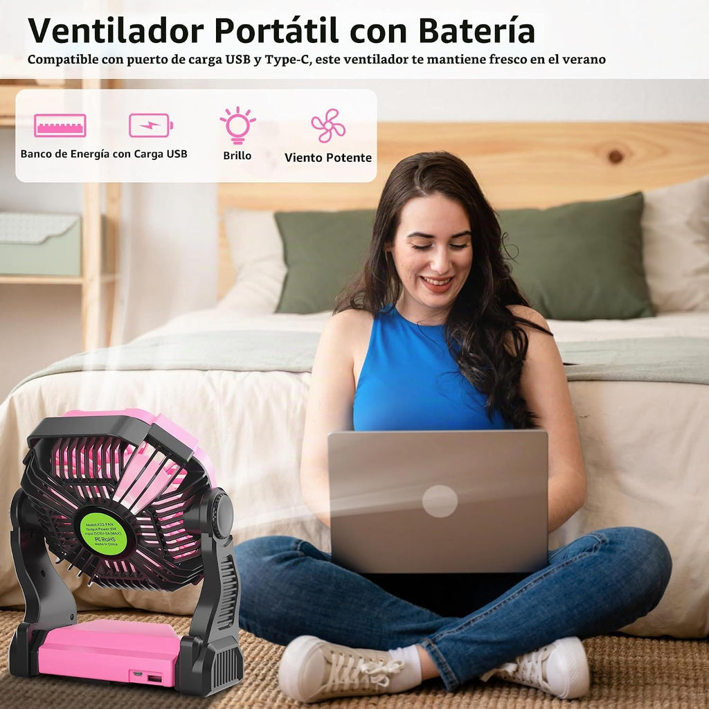 TDLOL Ventilador Portátil Recargable Esenciales para Acampar, Venti...