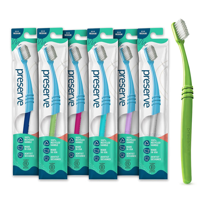 Cepillos de dientes Preserve con funda, 6 unidades. , Cerdas medias...