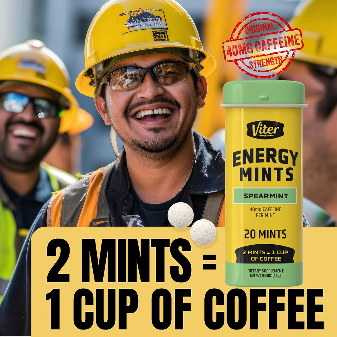 Viter Energy 40mg Mentas de cafeína - Sin azúcar, vitaminas B, vega...