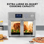 Kalorik MAXX - Horno freidora de aire, 26 cuartos de galón, tostador de encimera 10 en 1 y freidora de aire combo - Freír, hornear, asar, asador giratorio, y más, grandes puertas francesas de vidrio y