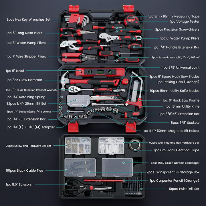 OLIXIS Kit de herramientas de reparación del hogar de 330 piezas co...