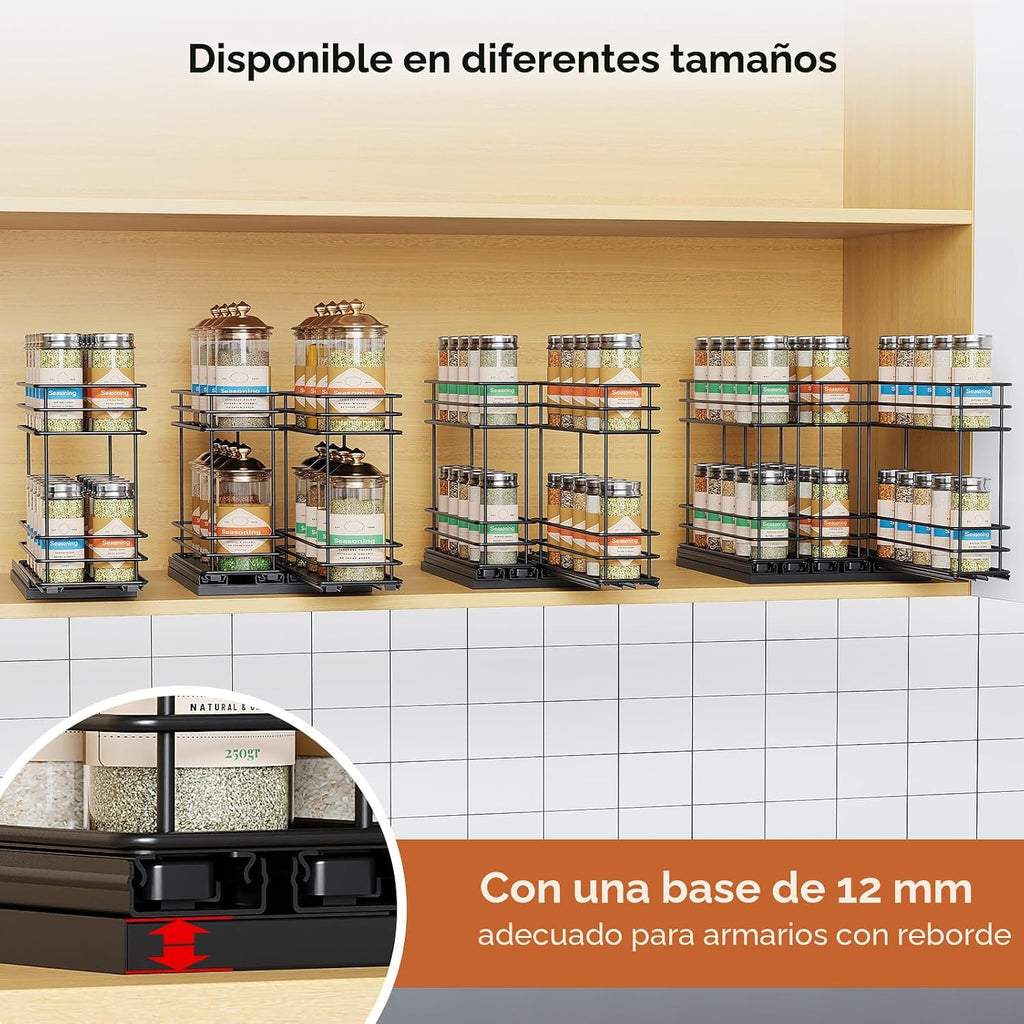Organizador de especias extraíble para gabinete, estantes de