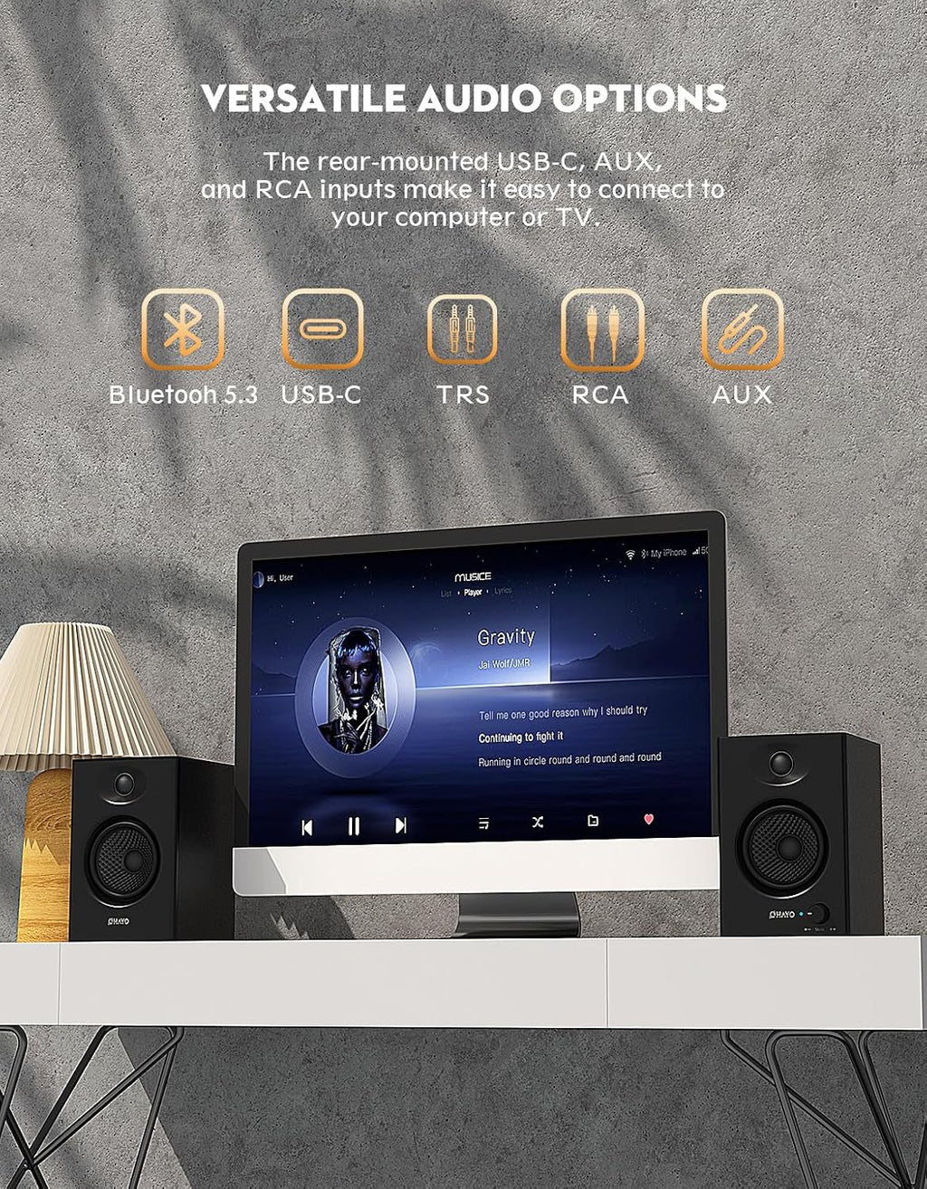 OHAYO - Altavoces para computadora de 60 W, Bluetooth 5.3, estéreo 2.0