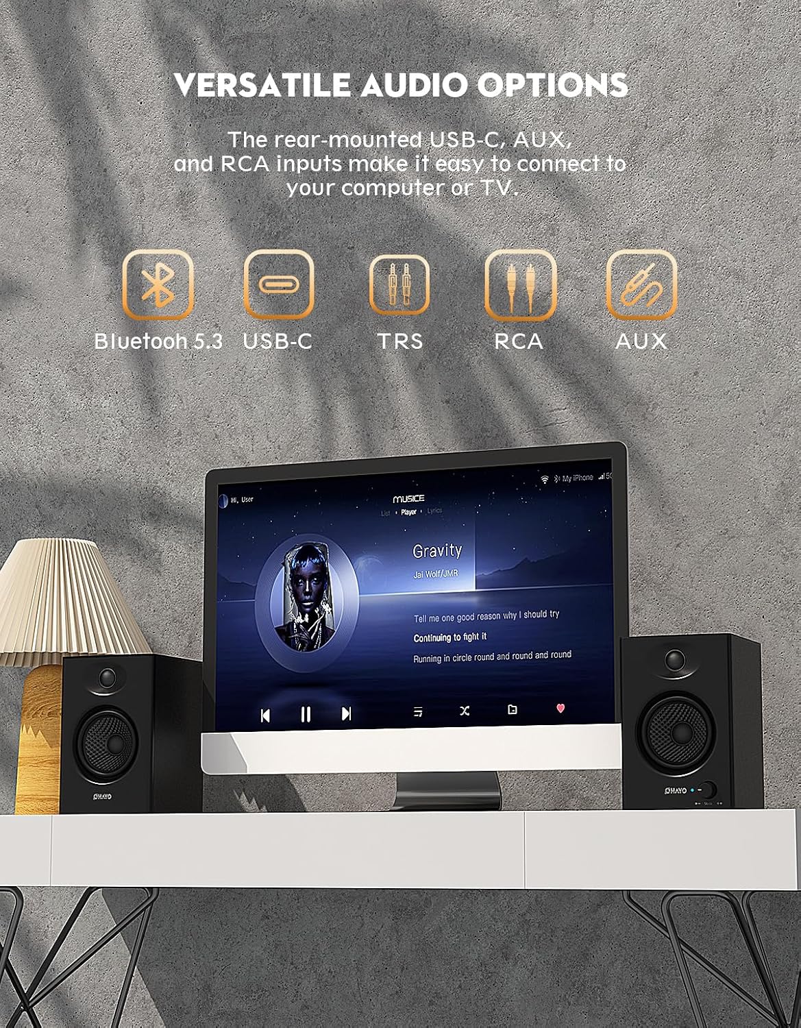 OHAYO - Altavoces para computadora de 60 W, Bluetooth 5.3, estéreo 2.0