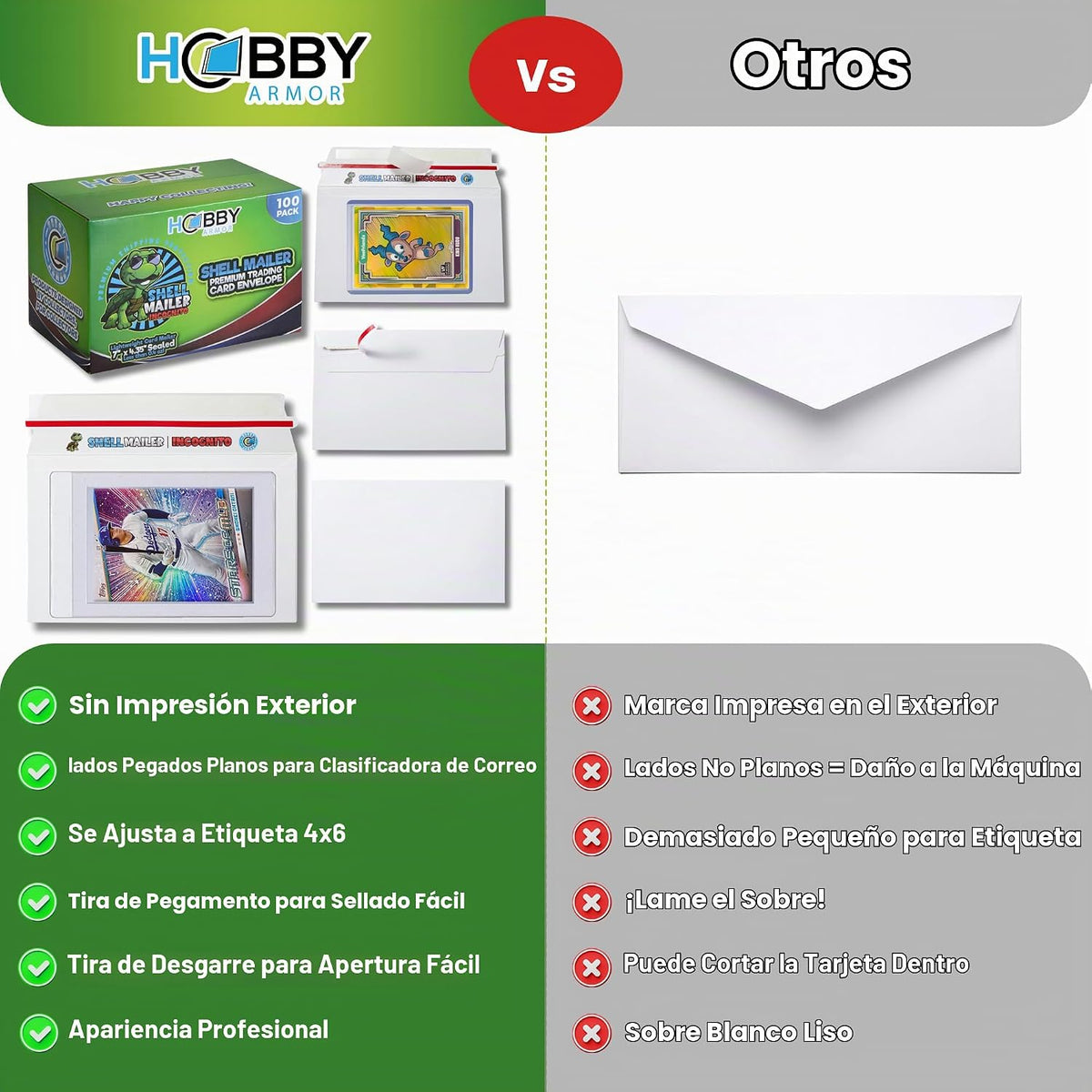 Sobres Shell Mailer Incognito para Cartas de Intercambio, sobres para envío de 100 cartas