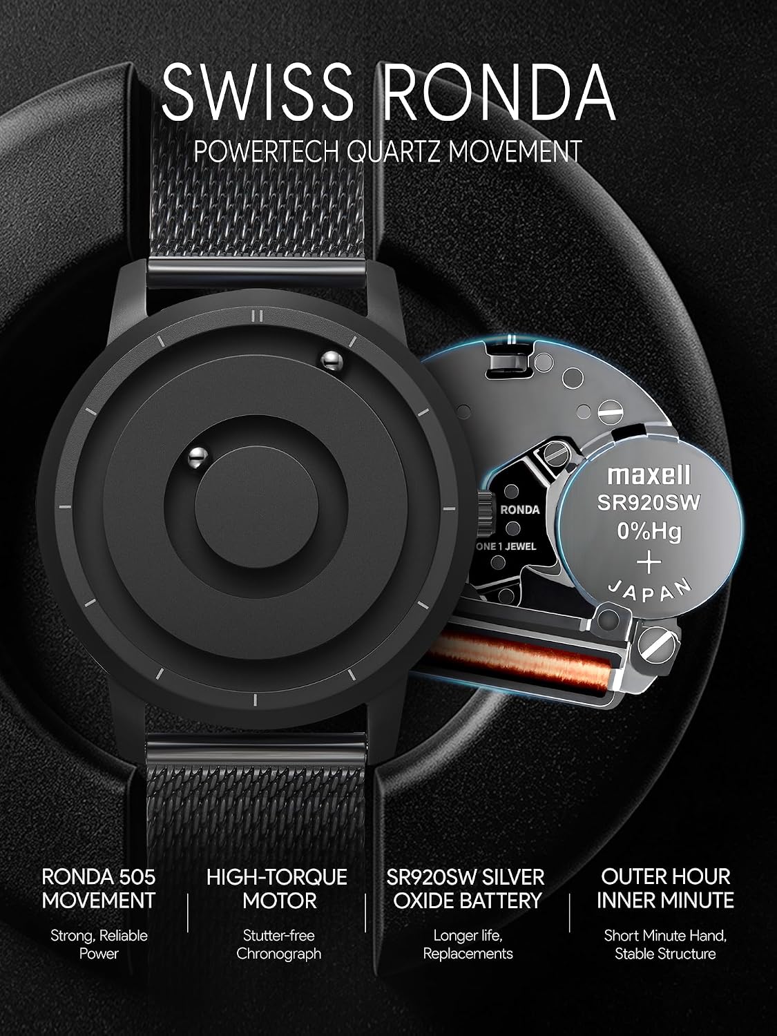 EUTOUR Reloj analógico de cuentas magnéticas, correa de acero inoxidable y diseño único de puntero, relojes magnéticos unisex, reloj magnético súper fuerte para hombre