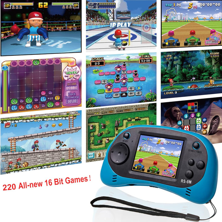 EASEGMER Juegos electrónicos portátiles de 16 bits para niños con 2...