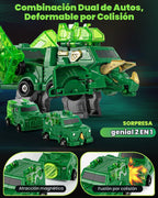 Juguete de automóvil de dinosaurio transformador de colisión, 2 autos magnéticos que se transforman en juguetes de dinosaurio, juguete de robot dinosaurio para niños a partir de 3 años, juguetes de