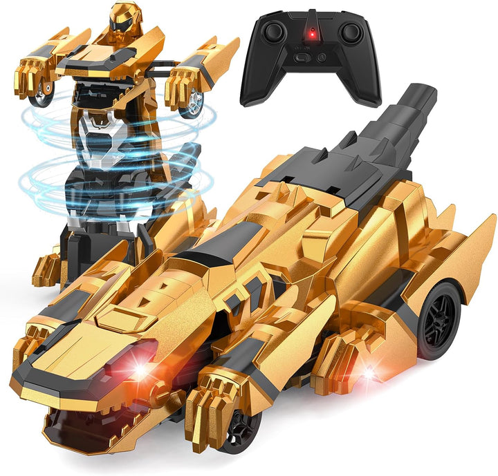 Kroyedfuw Coches de control remoto de dinosaurio, robot transformad...
