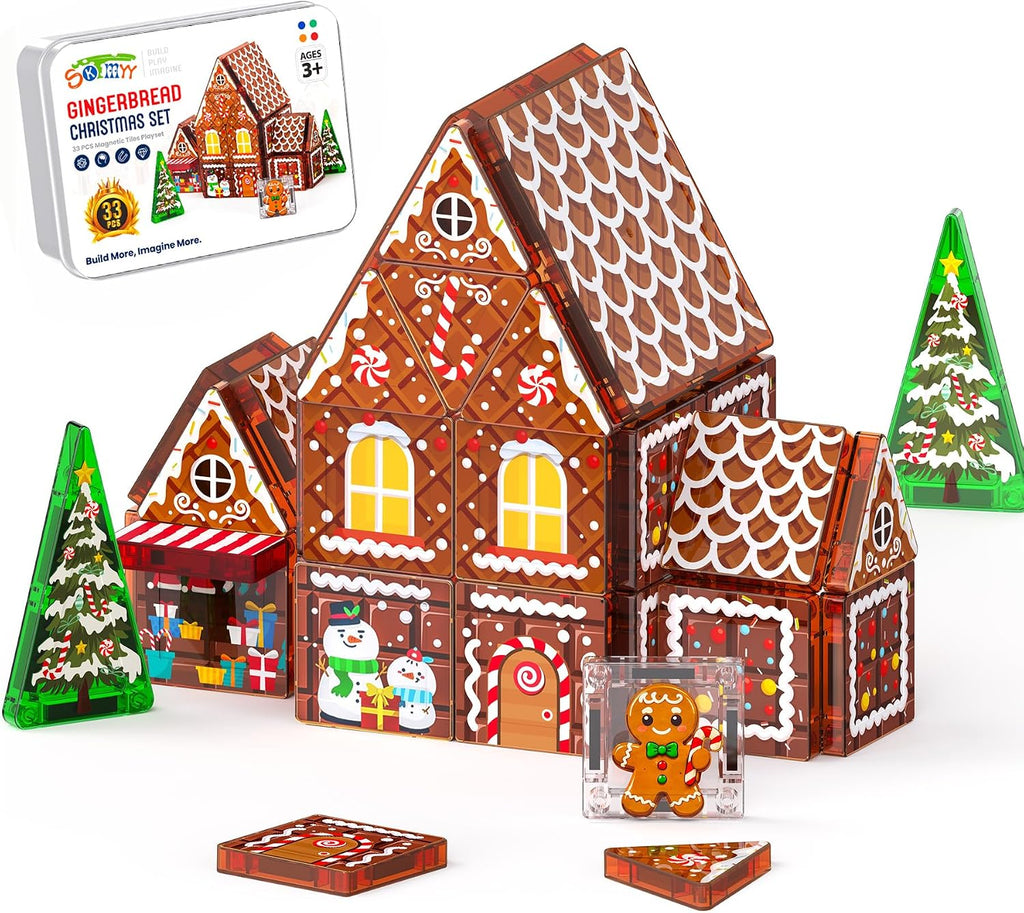 Kit de casa de pan de jengibre, azulejos magnéticos para niños de 4 a 8