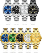 Poedagar Reloj de pulsera casual de lujo para hombre, resistente al agua, luminoso, con fecha, para hombre, de acero inoxidable, de cuarzo, para hombre