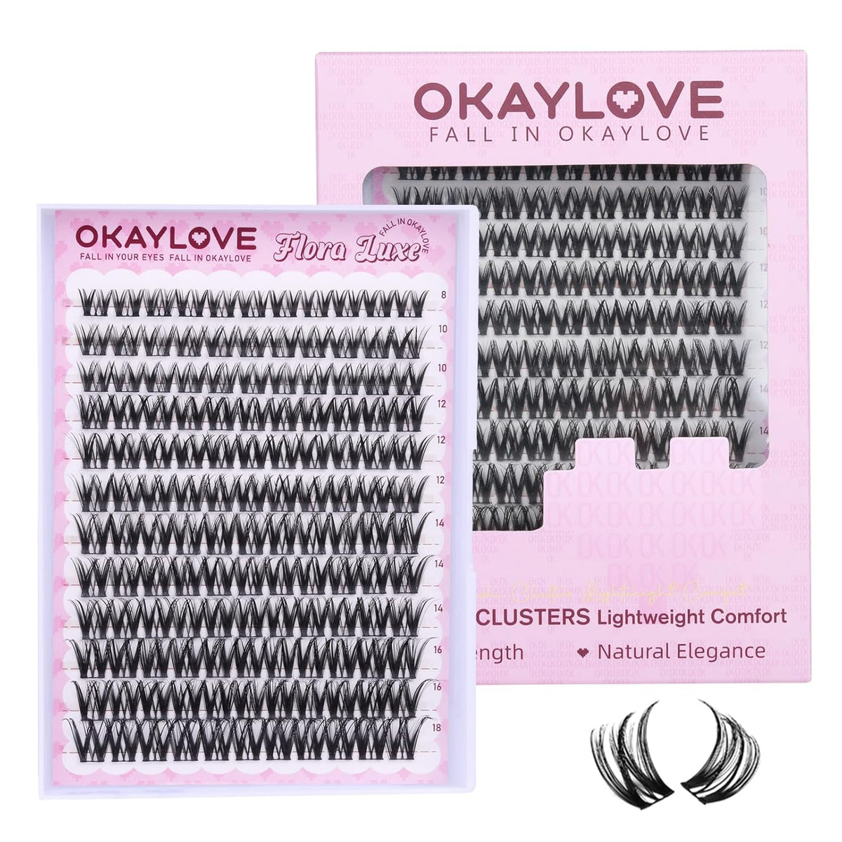 OKAYLOVE Racimos de pestañas naturales, kit de extensiones de pesta...