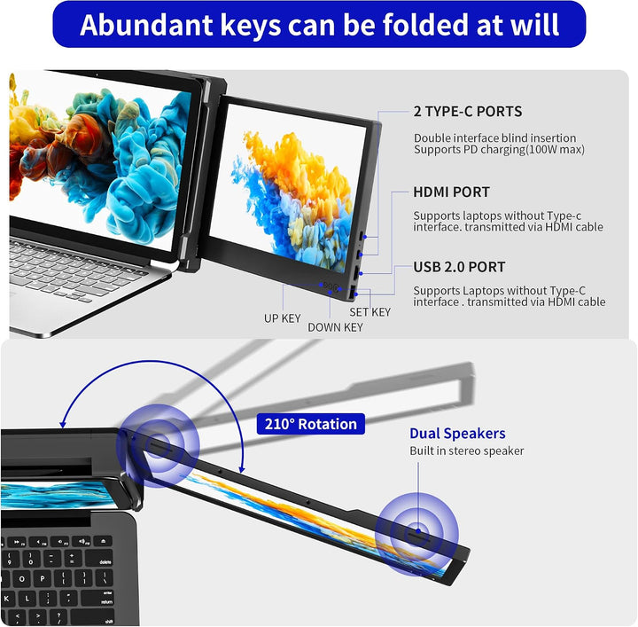 CIDETTY Nuevo monitor portátil de 12" para laptop, extensor de...
