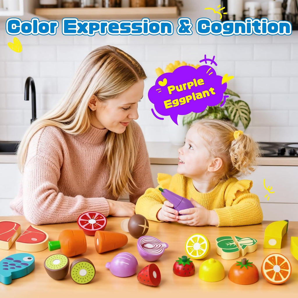 Juguetes de madera para niños, accesorios de cocina de juego de simulación