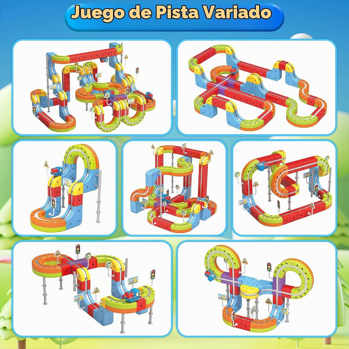 Juego de tren eléctrico para niños, 141 piezas (92 pistas + 2 autos) juego de tren magnético para niños pequeños, juguetes STEM regalos de cumpleaños para niños de 3 a 12 años, kits de pista de