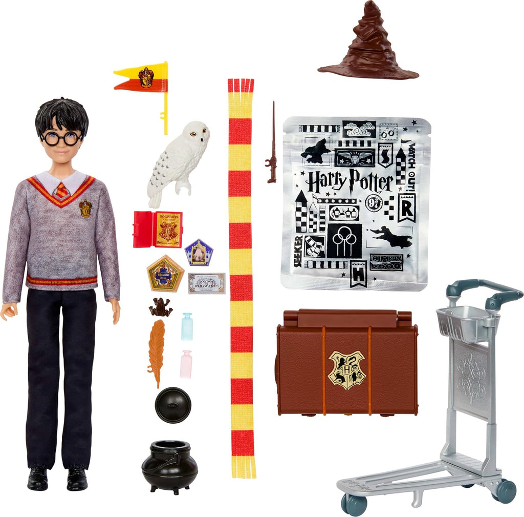 Mattel Harry Potter Toys, Platform 9¾ Journey to Hogwarts - Juego de muñecas con muñeca de moda, 17 accesorios y slime, inspirado en la película