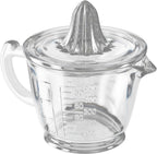CuttleLab Exprimidor de Vidrio de 2 Tazas (Transparente) - Exprimidor Manual de Limón y Lima, Rallador de Cítricos