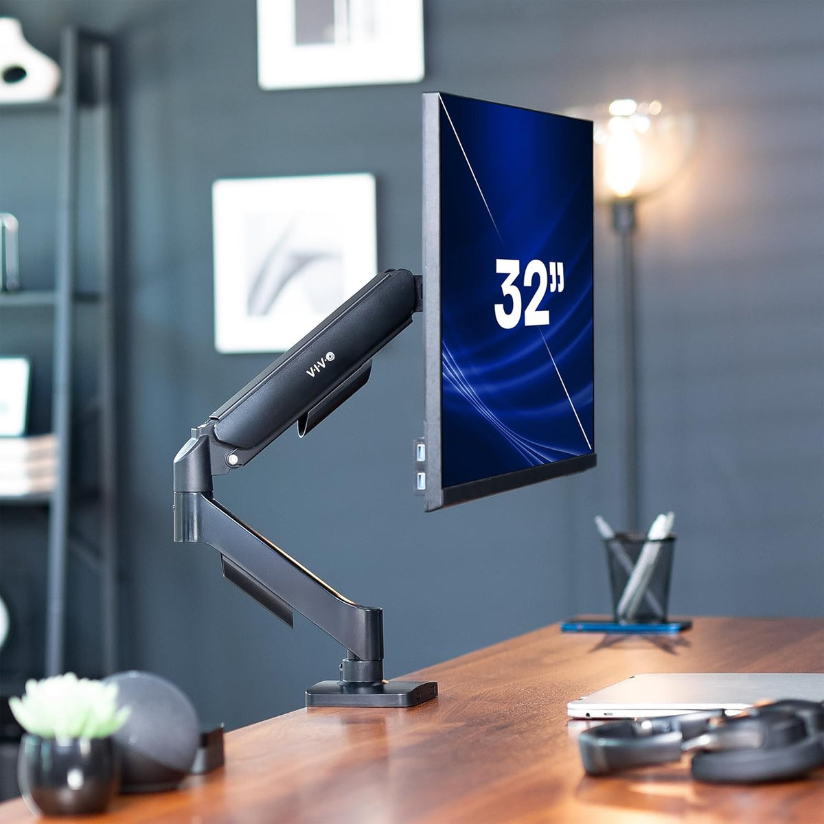 VIVO, soporte de montaje con contrapeso para monitor individual, con resorte a gas, para montaje universal de monitores de 13 a 27", Negro