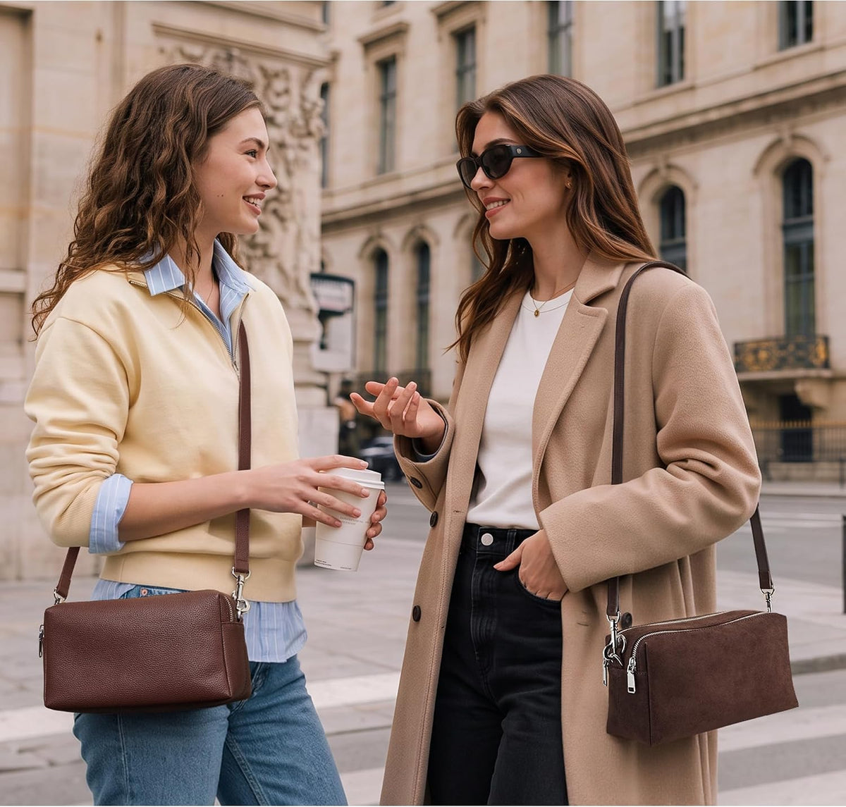 Bolsos cruzados de cuero genuino para mujer, bolso pequeño antirrobo para