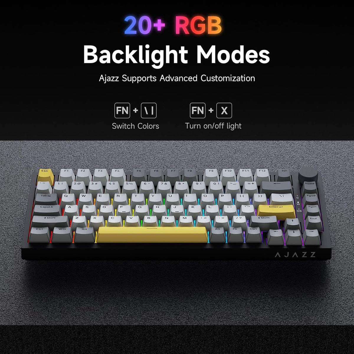 Ajazz AK820 75% Teclado mecánico para juegos con junta de cableado...