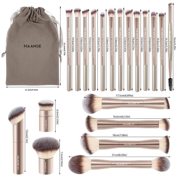 MAANGE Juego de 20 brochas de maquillaje de base, brocha de contorn...
