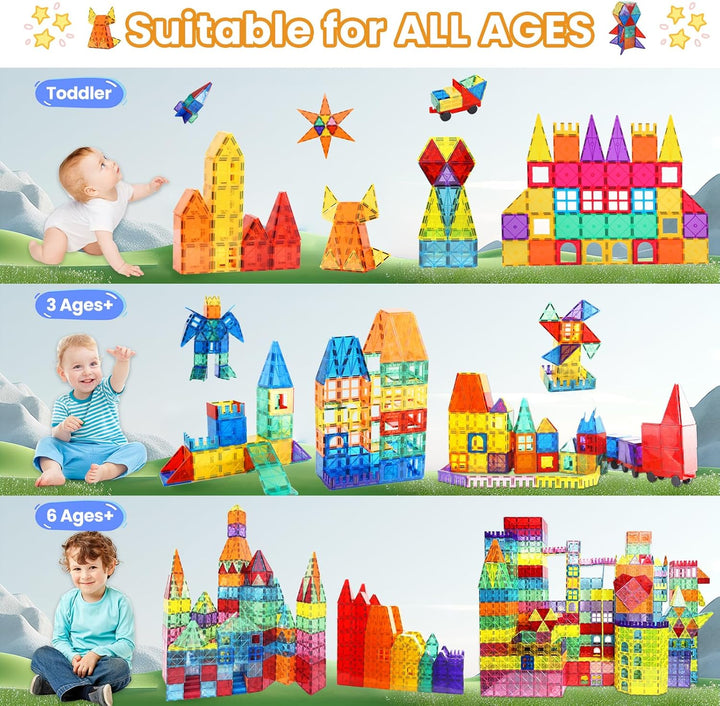 Paaxido Fichas Magnéticas - 130 PCS Bloques Magnéticos para Niños,...