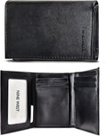 Nine West Billeteras de cuero vegano triple para hombre, sin crueldad, cuero reciclado con ventana de identificación, regalos para hombres, color negro sólido