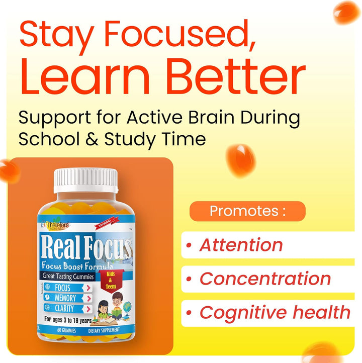 Real Focus Omega 3 para niños, suplemento de enfoque para niños, at...