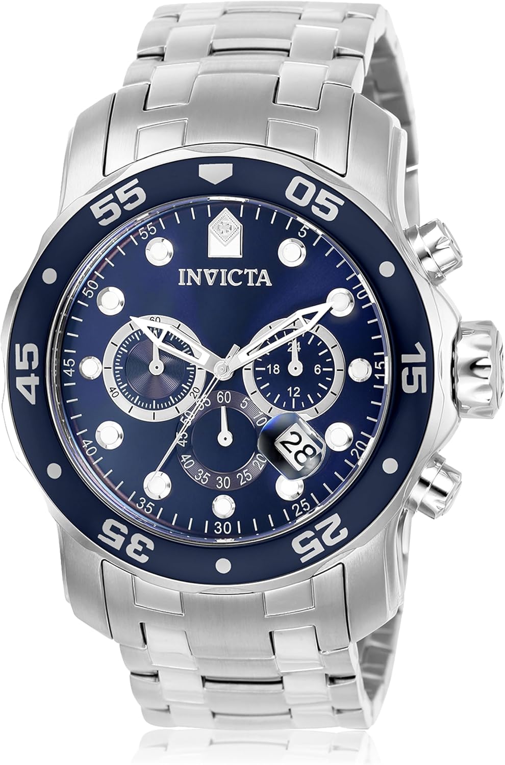 Invicta Pro Diver - Reloj cronógrafo de cuarzo con correa de acero inoxidable, color plateado, modelo 26 0073