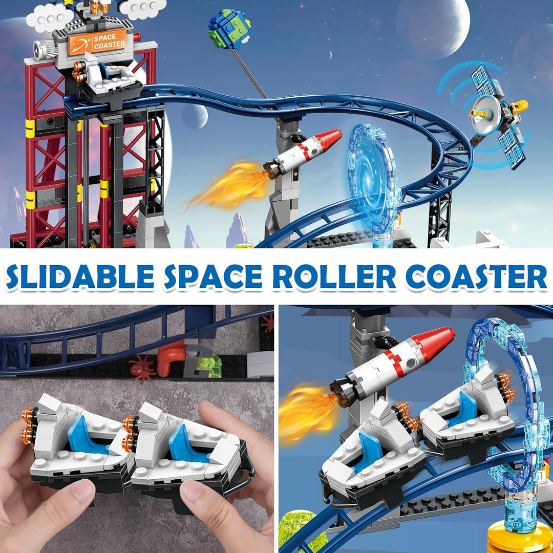 HOGOKIDS Juguete de construcción de montaña rusa espacial