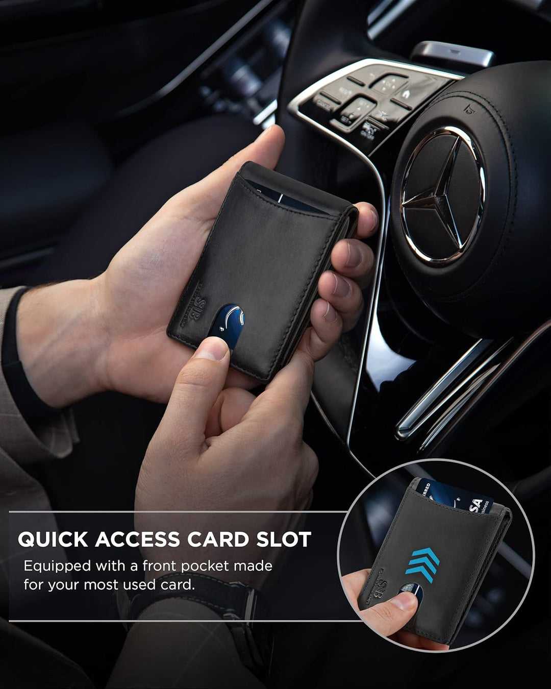 SERMAN BRANDS RFID Blocking Slim Bifold Genuine Leather Minimalist...