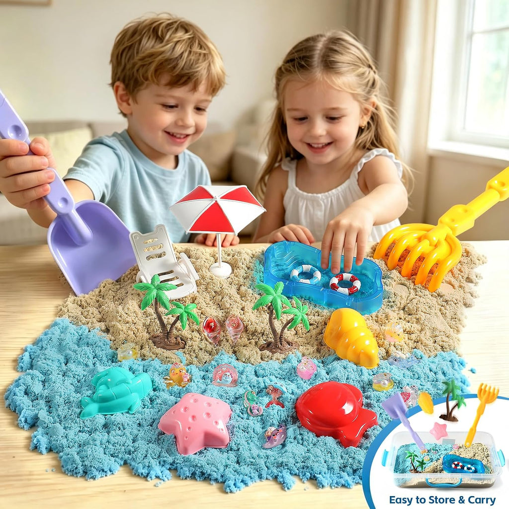 HONGTUO Cubo sensorial Ocean con arena de juego de 3.3 libras, kit de