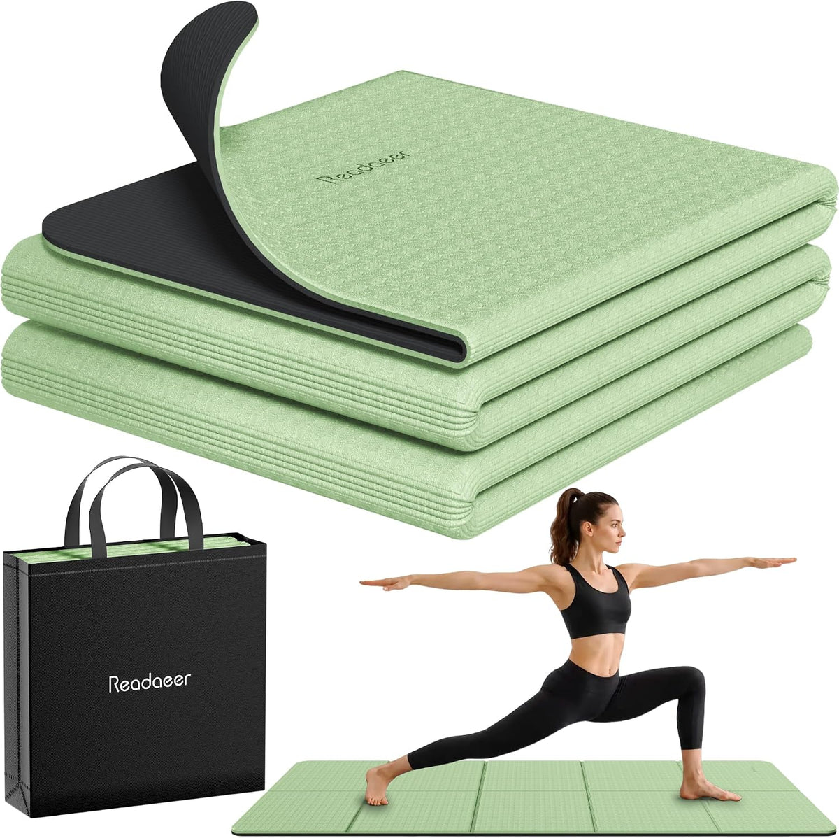 Readaeer Esterilla de Yoga Bicolor - 72"x24"x0.24" (6mm), Esterilla de Ejercicio Antideslizante TPE