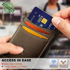 BULLIANT Billetera delgada de cuero para hombre 12 tarjetas cierre magnético bloqueo RFID