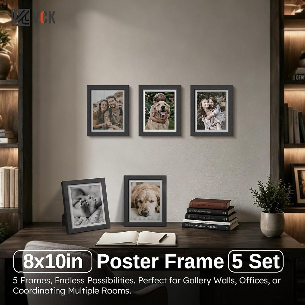 Juego de 5 marcos de fotos de 8 x 10 pulgadas, madera de alta gama, para pared de galería