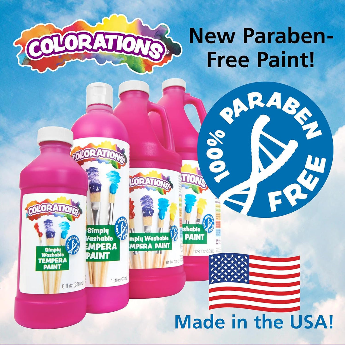 Colorations Pintura de témpera lavable sin parabenos para niños, botellas