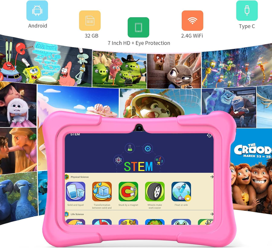 PRITOM Tablet de 7 pulgadas para niños con funda sólida, tabletas p...