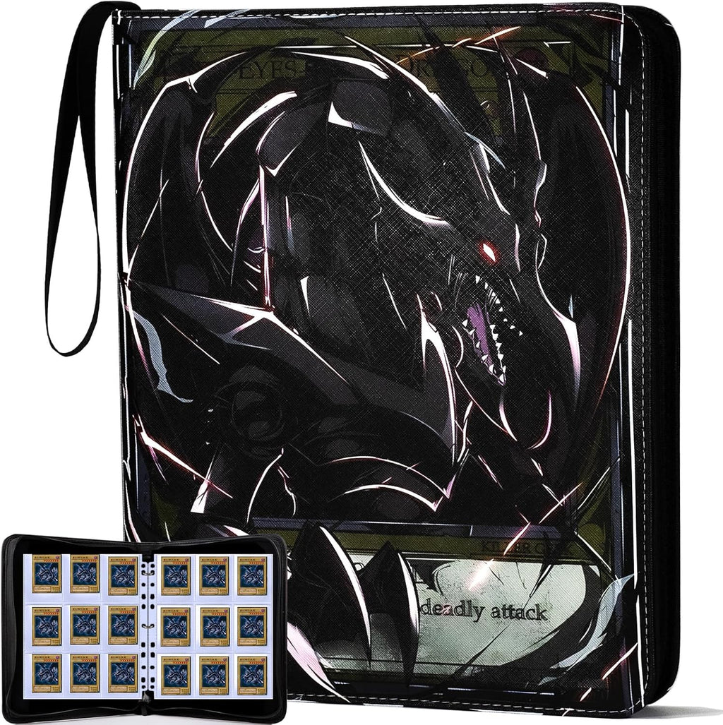 Carpeta de tarjetas coleccionables para tarjetas YGO - Álbum de tarjetas de 990 bolsillos con fundas compatible con tarjetas Y-G-O, tarjetas TCG u otras tarjetas de tamaño estándar - Dragón