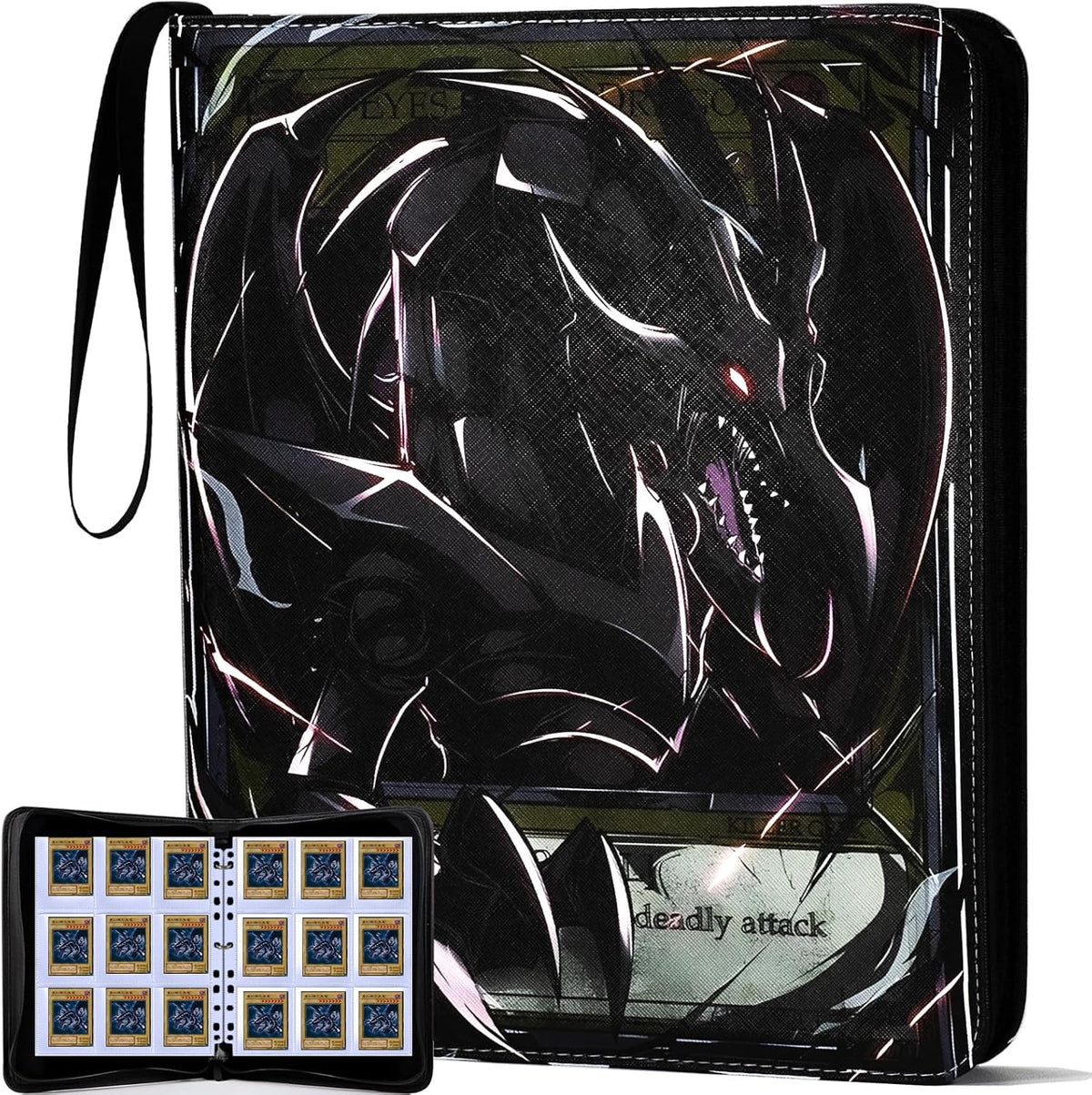 Carpeta de tarjetas coleccionables para tarjetas YGO - Álbum de tarjetas de 990 bolsillos con fundas compatible con tarjetas Y-G-O, tarjetas TCG u otras tarjetas de tamaño estándar - Dragón