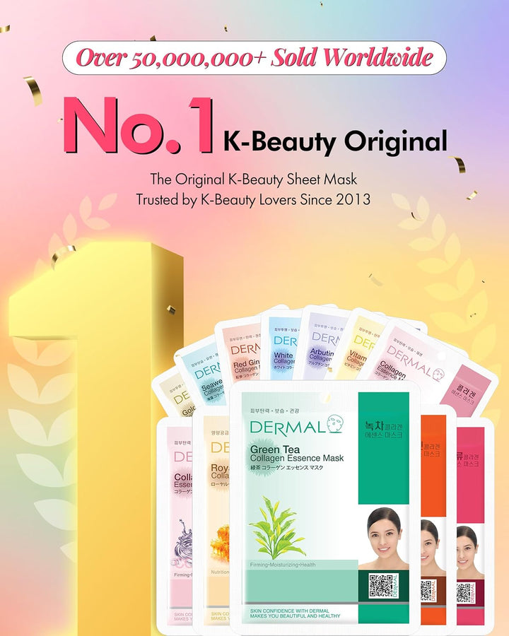DERMAL Paquete combinado de 26 mascarillas faciales coreanas con es...