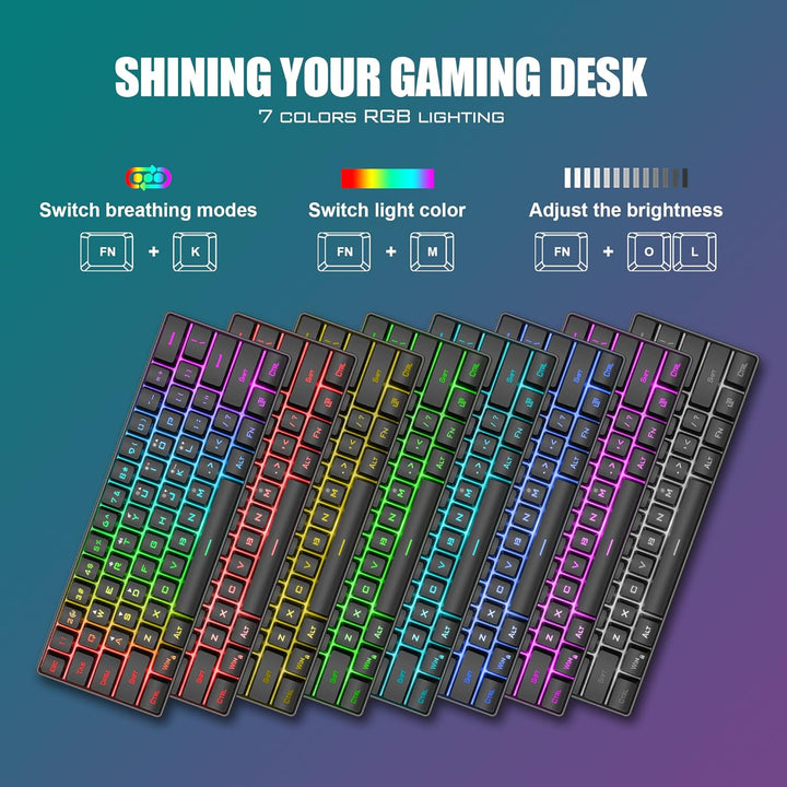 RedThunder - Combo de teclado y ratón para juegos 60%, teclado mini...