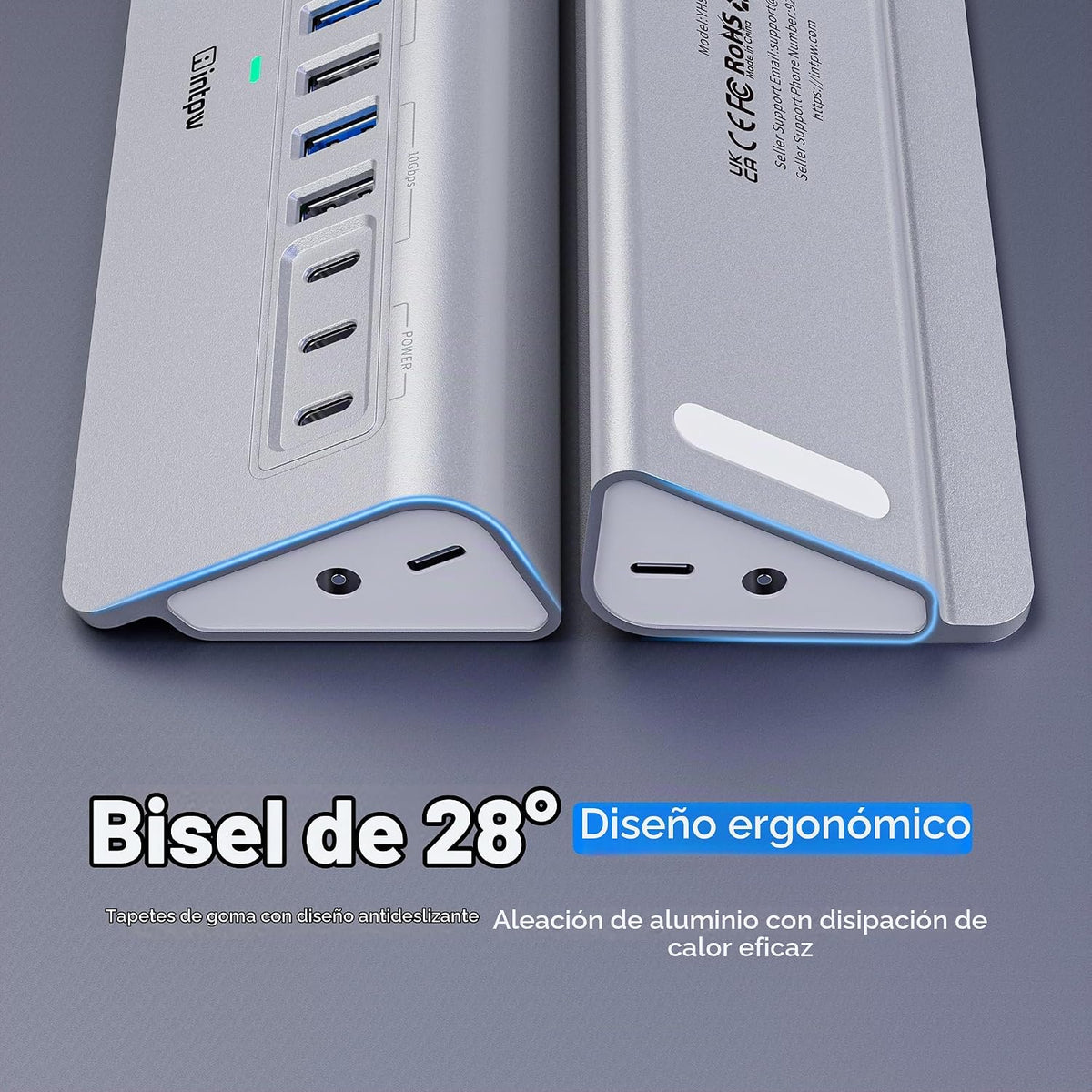 intpw, YH9AC, hub USB 3.2 de 12 puertos, alimentado
